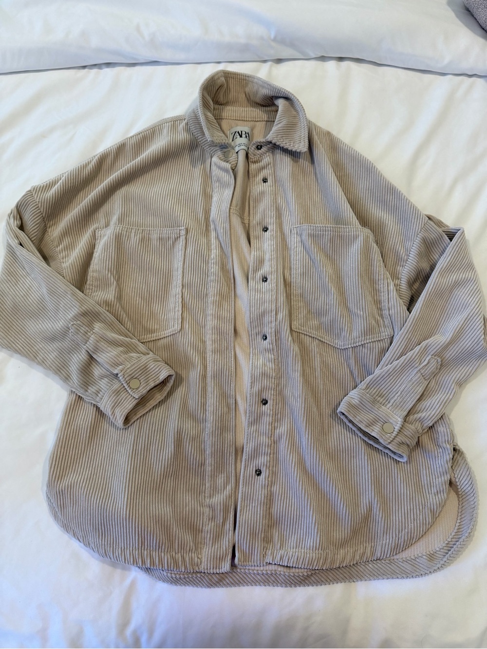 Zara Beige Corduroy Overshirt Jacket